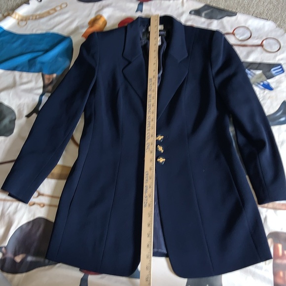 Louis Féraud classic long blazer French cuffs made in Germany 100% virgin wool - Picture 6 of 12